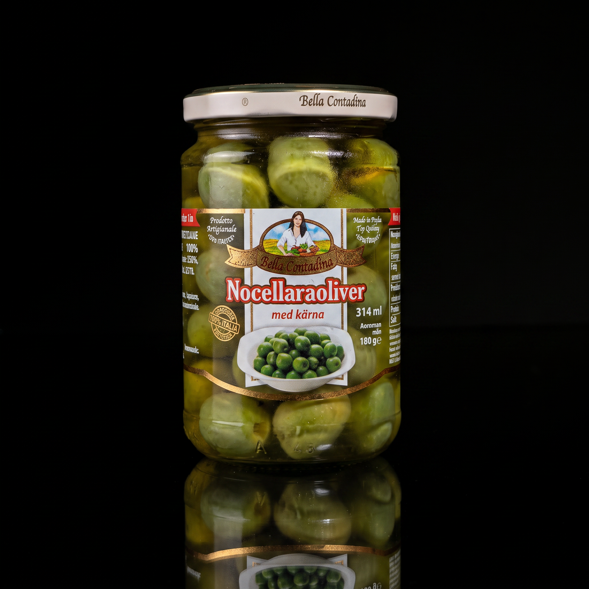 Nocellaraoliver med kärna, 180g